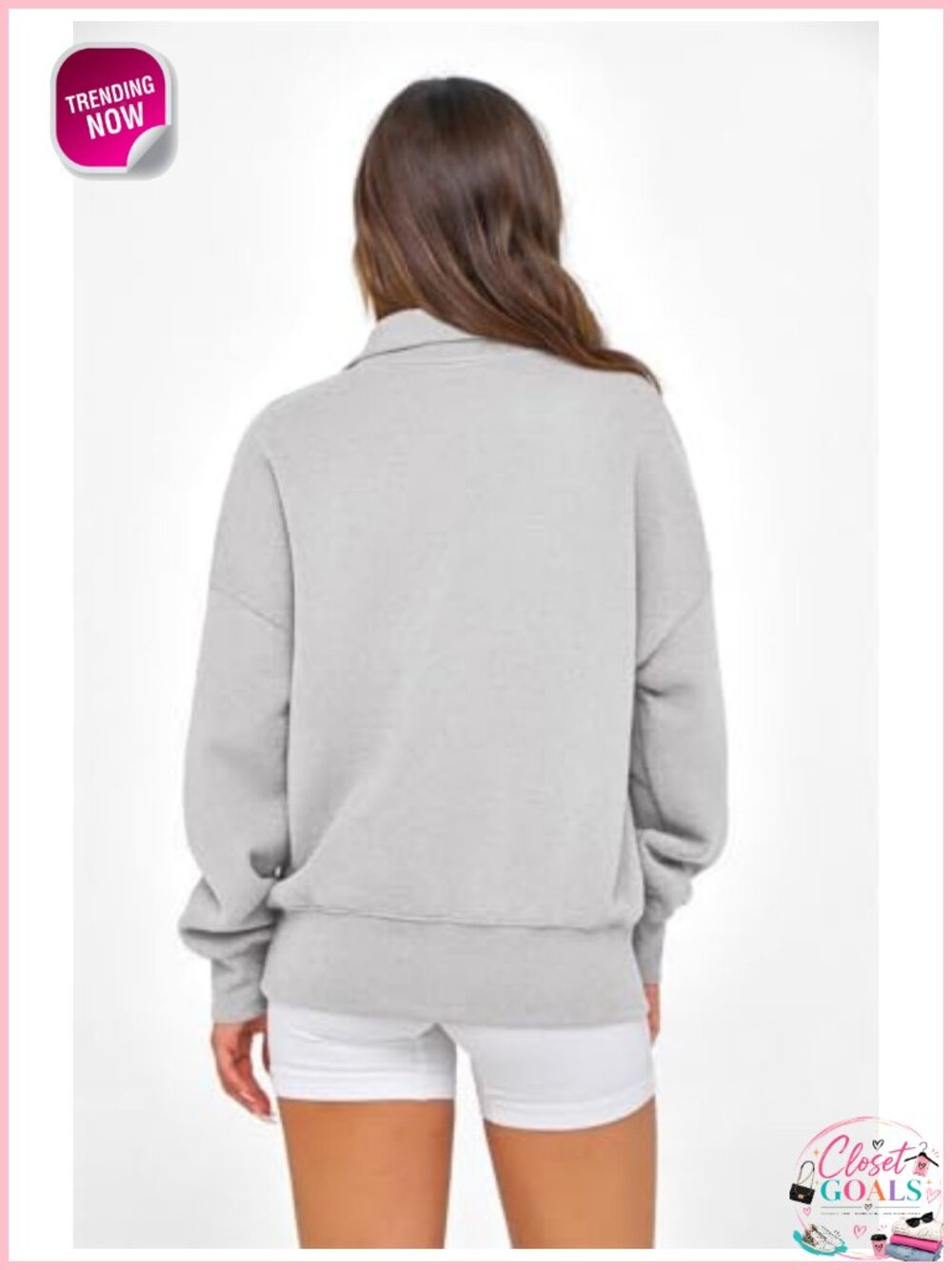 Women's Oversized Half Zip Fleece Sweatshirt Pullover with Pockets - Picture 5 of 6